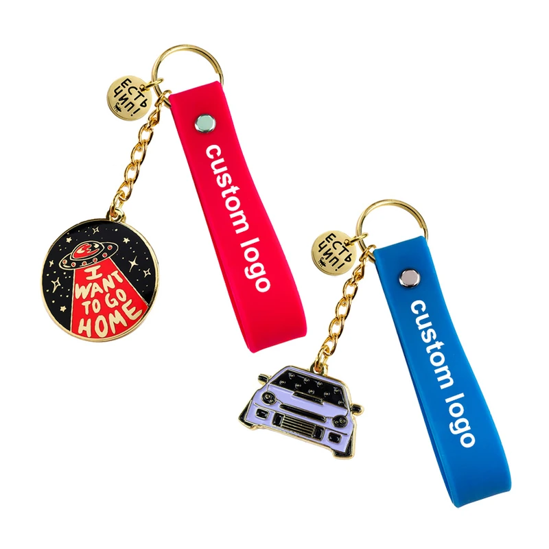 Red and blue silicone straps paired with metal charms and gold-colored fittings.
