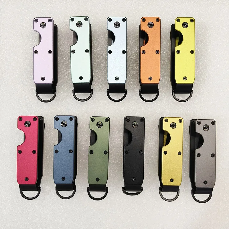 Folding key organizers in assorted colors with black pivots and attachment loops.
